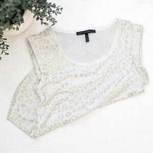 White House Black Market Womens XS White Gold Metallic Leopard Sleeveless Top
